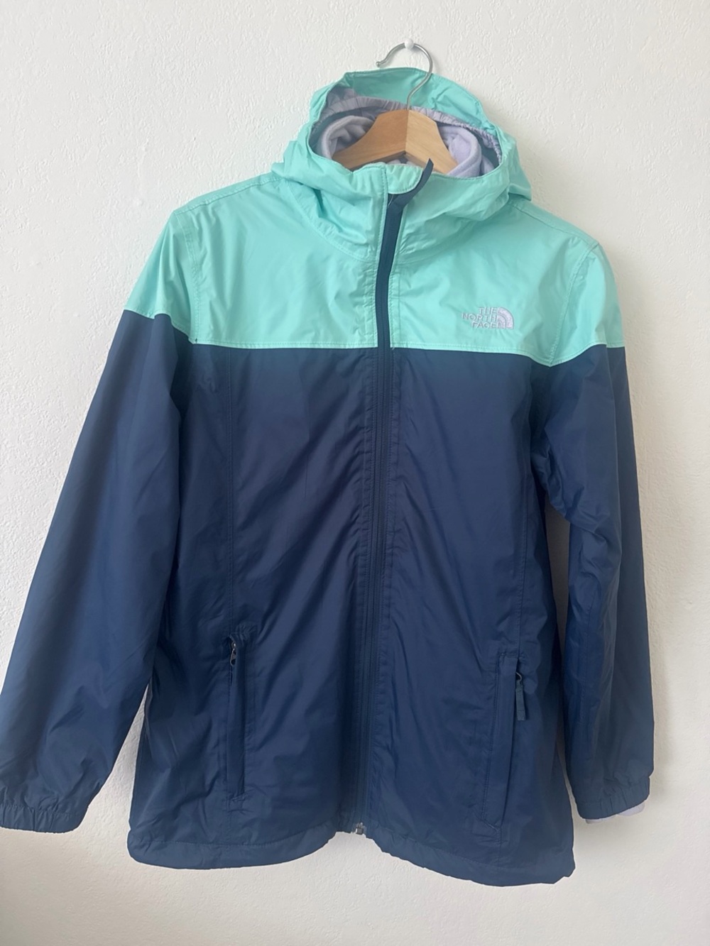 The North Face Two-Tone Hooded Raincoat - Mint & Navy